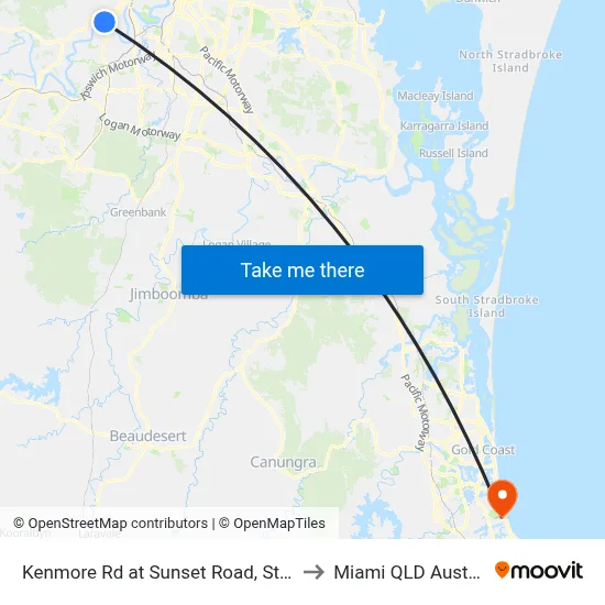 Kenmore Rd at Sunset Road, Stop 45 to Miami QLD Australia map