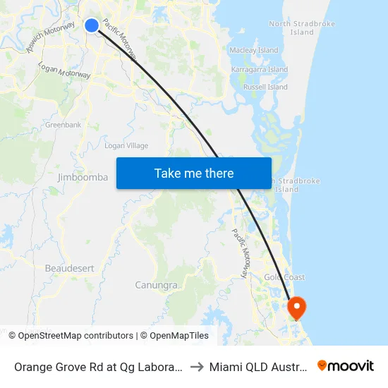 Orange Grove Rd at Qg Laboratory to Miami QLD Australia map
