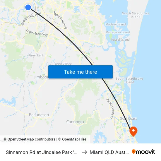 Sinnamon Rd at Jindalee Park 'N' Ride to Miami QLD Australia map