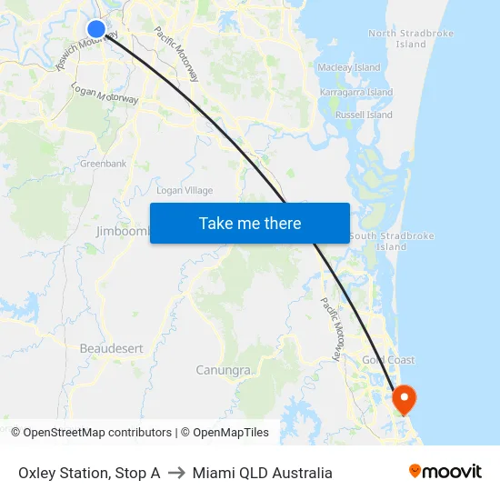 Oxley Station, Stop A to Miami QLD Australia map
