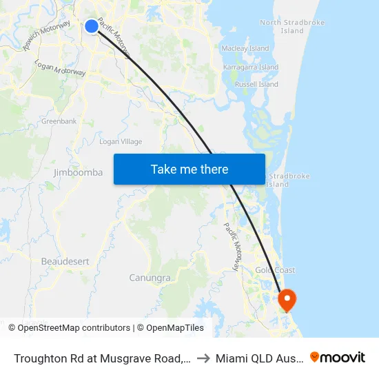 Troughton Rd at Musgrave Road, Stop 39 to Miami QLD Australia map