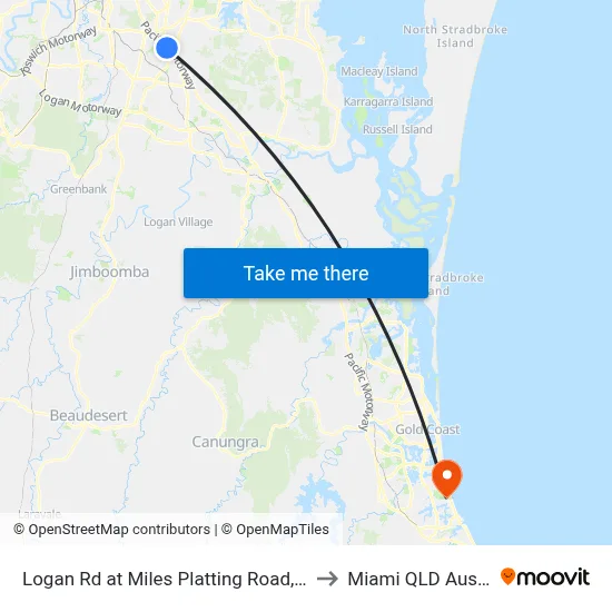 Logan Rd at Miles Platting Road, Stop 82 to Miami QLD Australia map