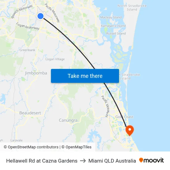 Hellawell Rd at Cazna Gardens to Miami QLD Australia map