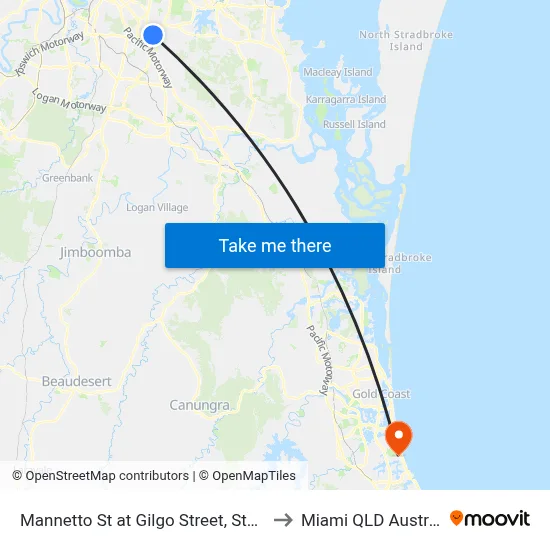 Mannetto St at Gilgo Street, Stop 82 to Miami QLD Australia map