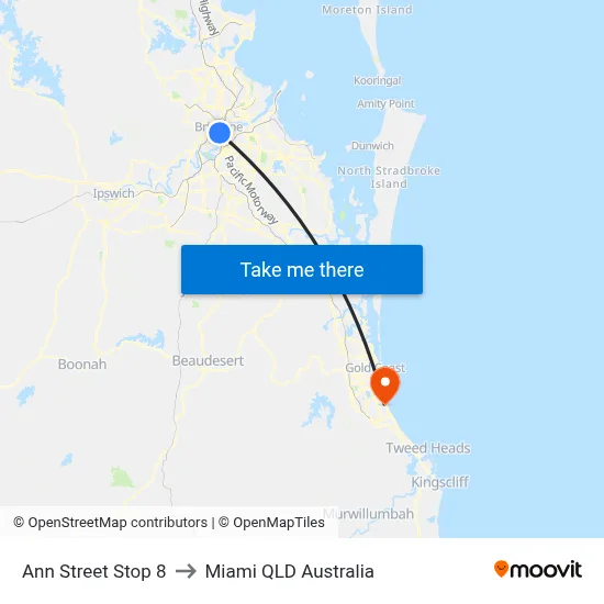 Ann Street Stop 8 to Miami QLD Australia map