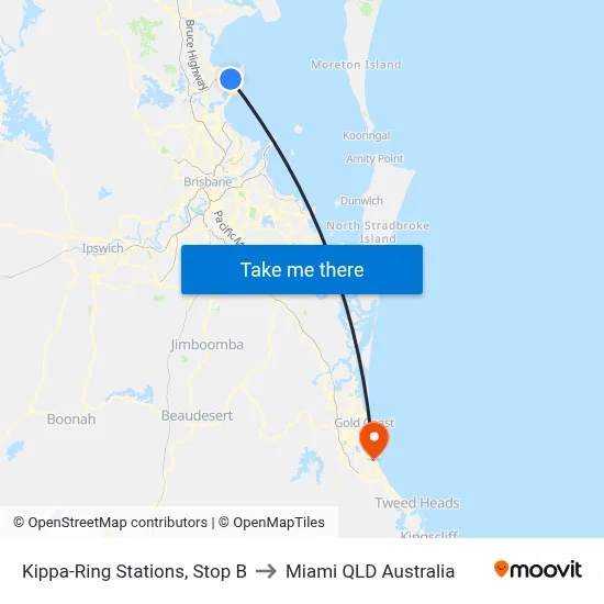 Kippa-Ring Stations, Stop B to Miami QLD Australia map