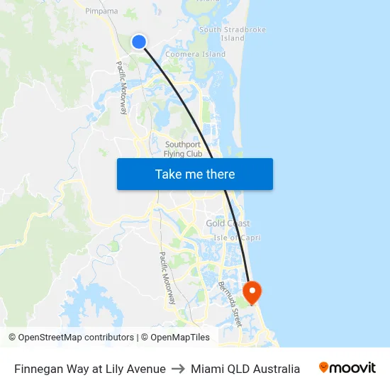 Finnegan Way at Lily Avenue to Miami QLD Australia map