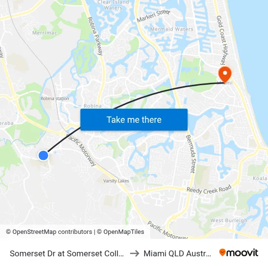Somerset Dr at Somerset College to Miami QLD Australia map