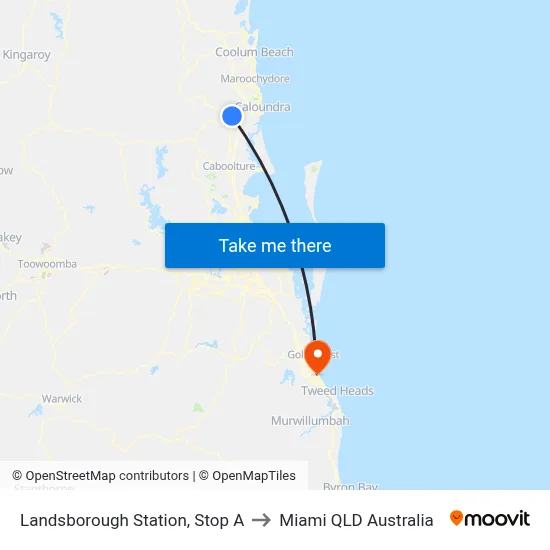 Landsborough Station, Stop A to Miami QLD Australia map