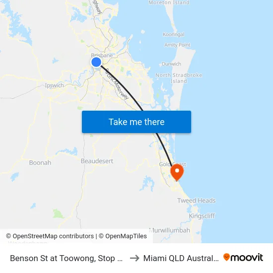 Benson St at Toowong, Stop 14 to Miami QLD Australia map