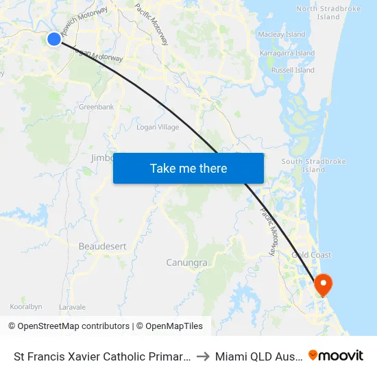 St Francis Xavier Catholic Primary School to Miami QLD Australia map