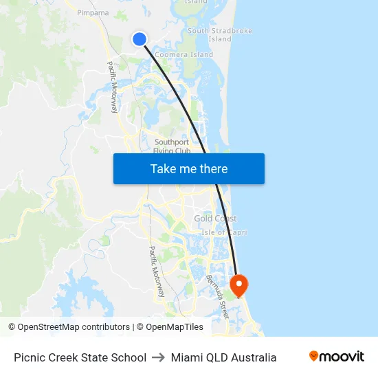 Picnic Creek State School to Miami QLD Australia map
