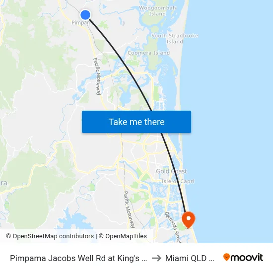 Pimpama Jacobs Well Rd at King's Christian College to Miami QLD Australia map