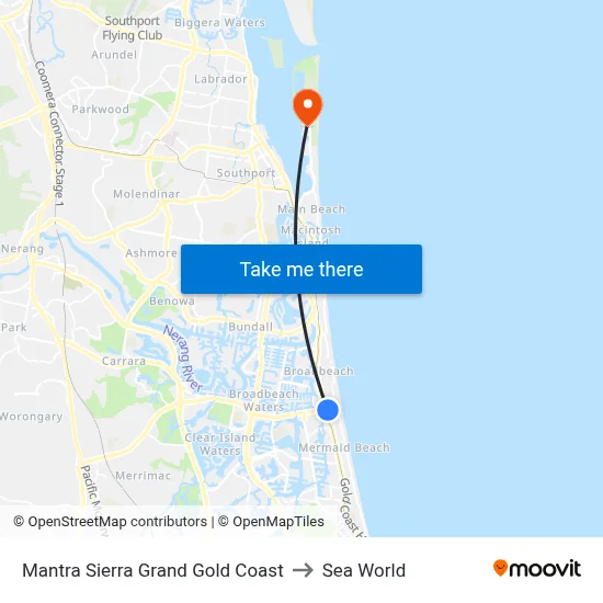 Mantra Sierra Grand Gold Coast to Sea World map