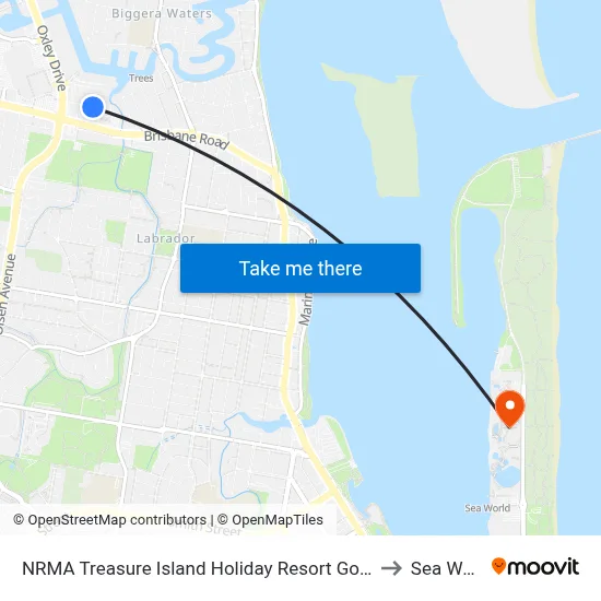 NRMA Treasure Island Holiday Resort Gold Coast to Sea World map