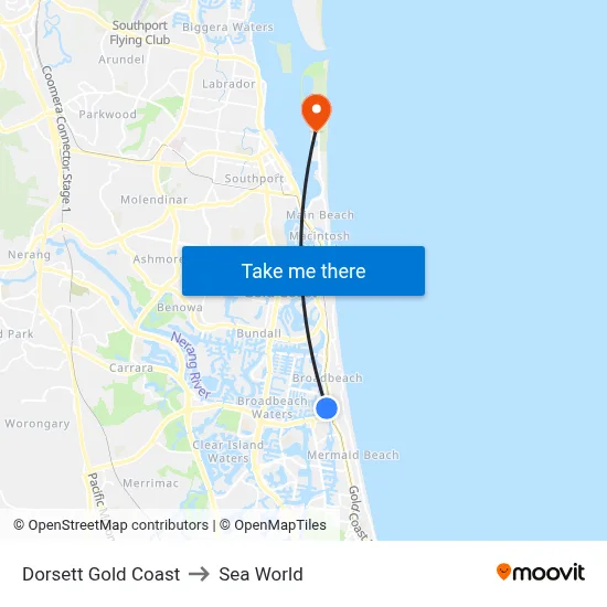 Dorsett Gold Coast to Sea World map