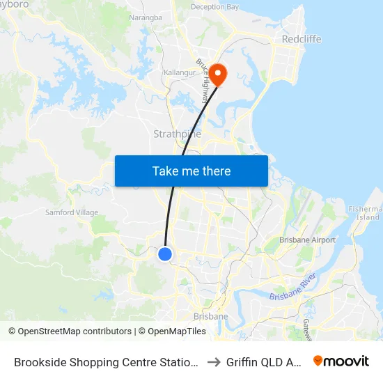 Brookside Shopping Centre Station, Platform A to Griffin QLD Australia map
