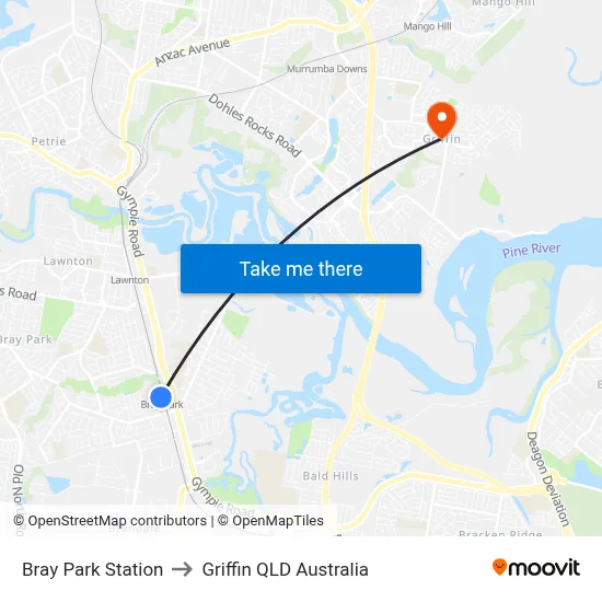 Bray Park Station to Griffin QLD Australia map