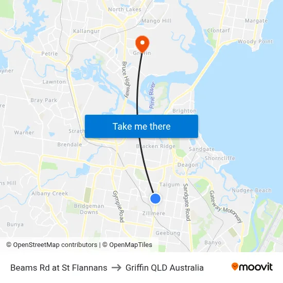 Beams Rd at St Flannans to Griffin QLD Australia map