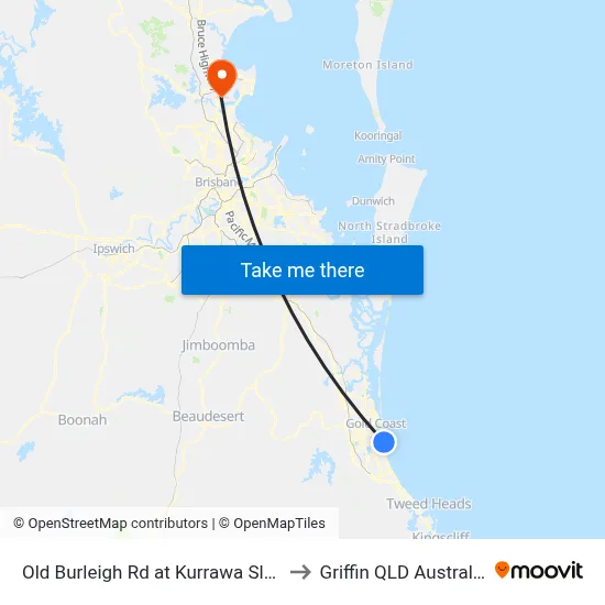 Old Burleigh Rd at Kurrawa Slsc to Griffin QLD Australia map