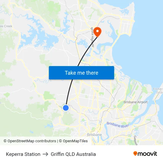 Keperra Station to Griffin QLD Australia map