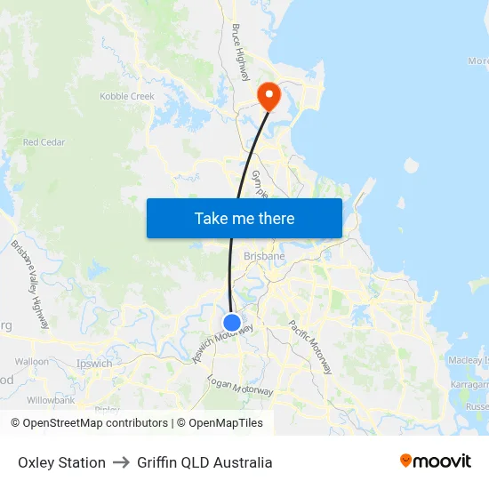 Oxley Station to Griffin QLD Australia map