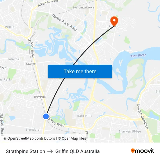 Strathpine Station to Griffin QLD Australia map