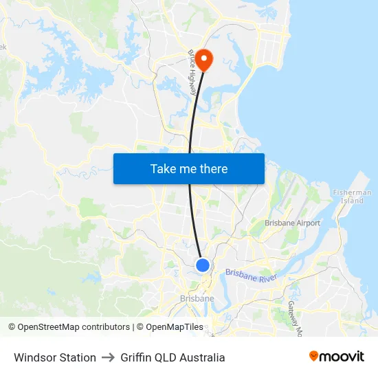 Windsor Station to Griffin QLD Australia map