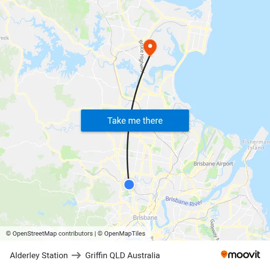 Alderley Station to Griffin QLD Australia map