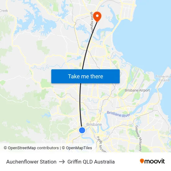 Auchenflower Station to Griffin QLD Australia map