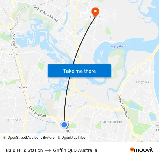 Bald Hills Station to Griffin QLD Australia map