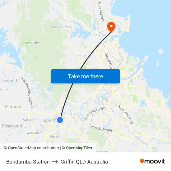 Bundamba Station to Griffin QLD Australia map