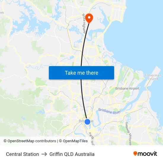 Central Station to Griffin QLD Australia map