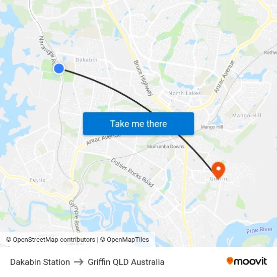 Dakabin Station to Griffin QLD Australia map