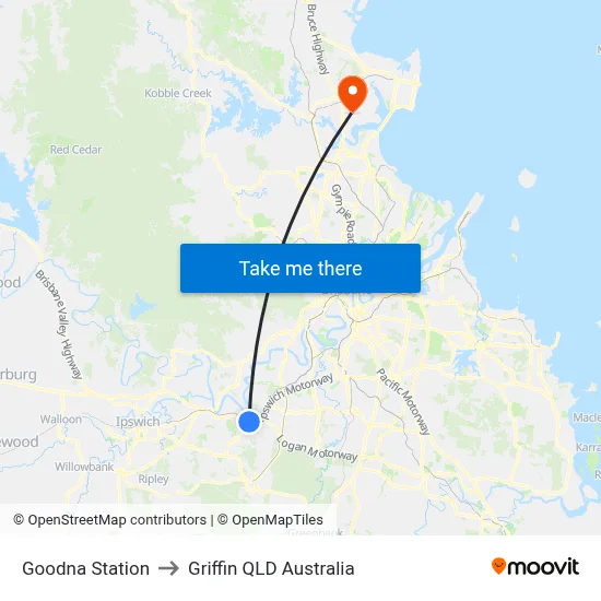 Goodna Station to Griffin QLD Australia map