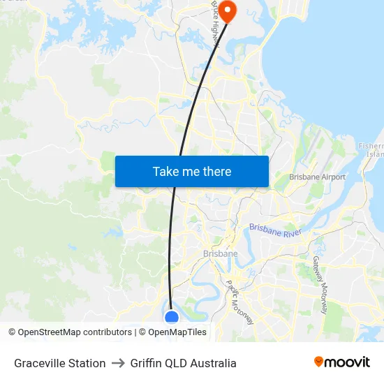 Graceville Station to Griffin QLD Australia map