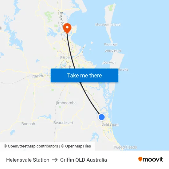 Helensvale Station to Griffin QLD Australia map