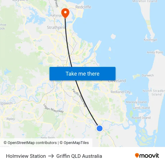 Holmview Station to Griffin QLD Australia map