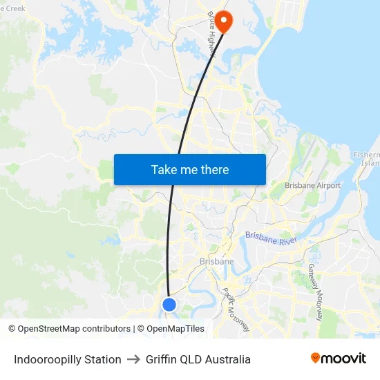 Indooroopilly Station to Griffin QLD Australia map