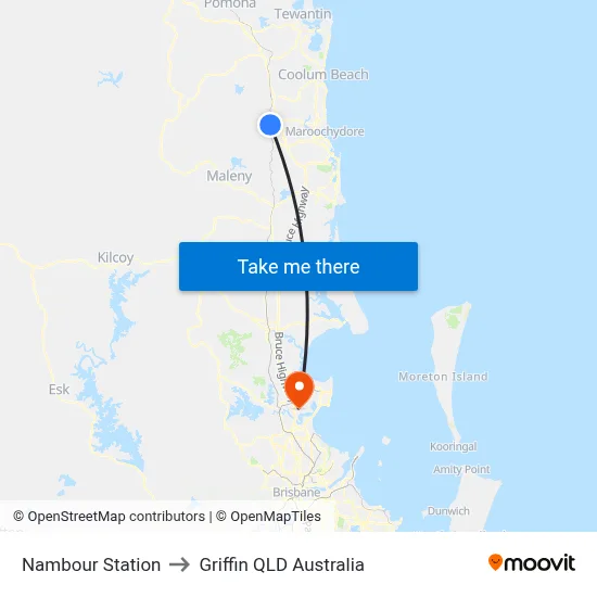 Nambour Station to Griffin QLD Australia map