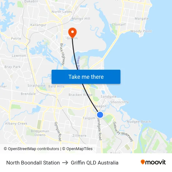 North Boondall Station to Griffin QLD Australia map