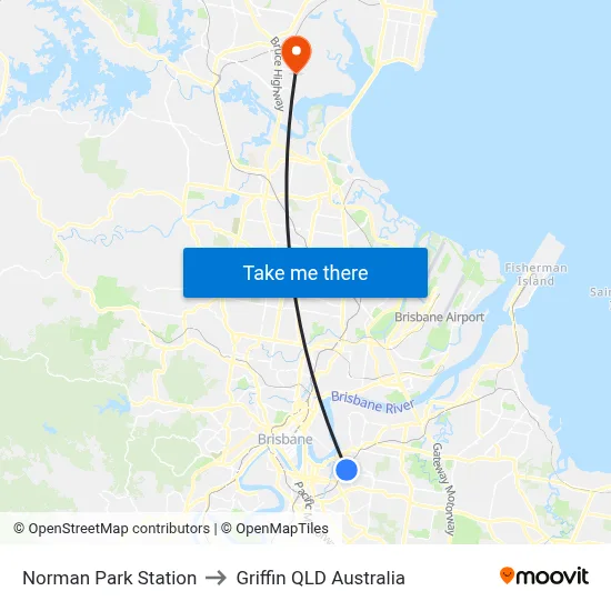 Norman Park Station to Griffin QLD Australia map