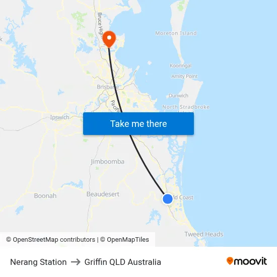 Nerang Station to Griffin QLD Australia map