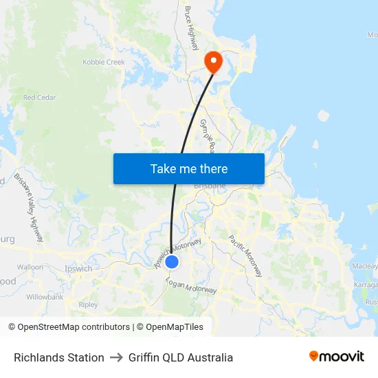 Richlands Station to Griffin QLD Australia map