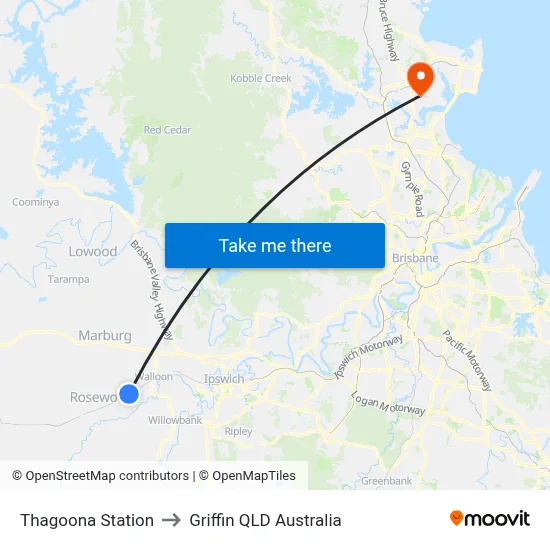 Thagoona Station to Griffin QLD Australia map