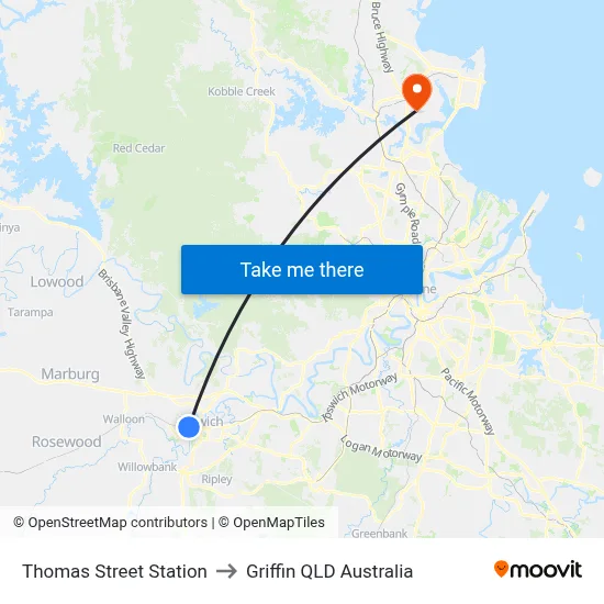 Thomas Street Station to Griffin QLD Australia map