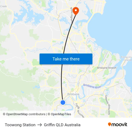 Toowong Station to Griffin QLD Australia map