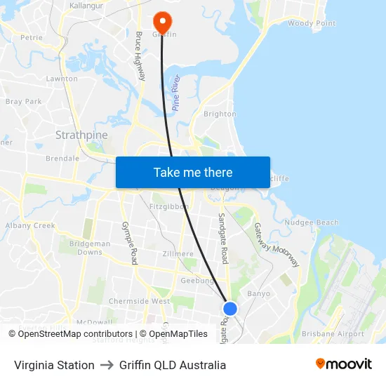 Virginia Station to Griffin QLD Australia map