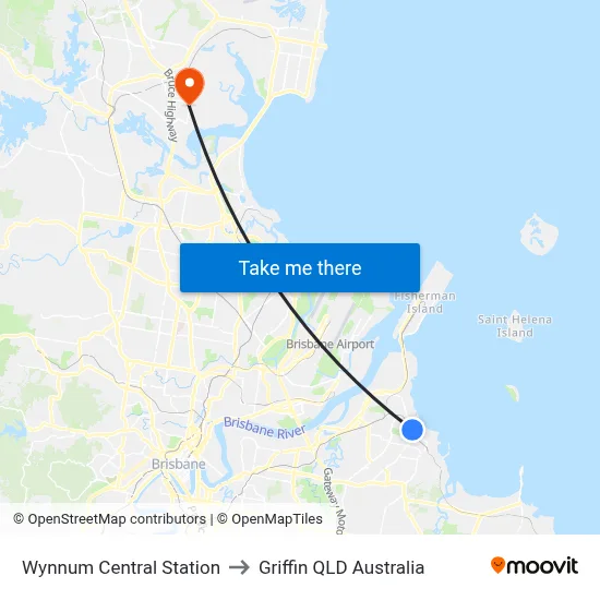 Wynnum Central Station to Griffin QLD Australia map