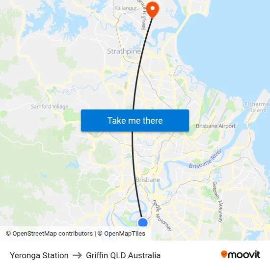 Yeronga Station to Griffin QLD Australia map